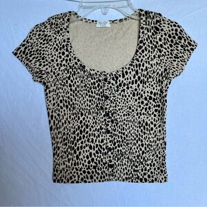 John Galt California Black and Tan Leopard Print Women' crop top Y2K grunge